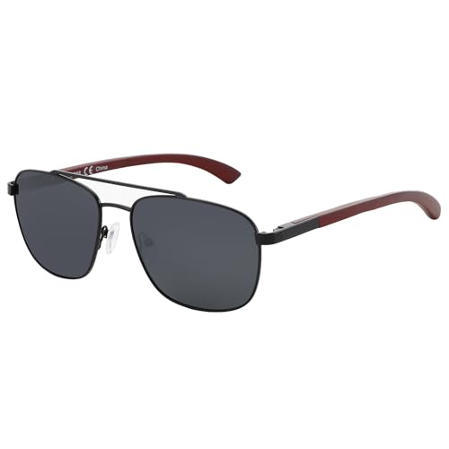 Wood Temple Aviator Polarized Sunglasses UV Protection