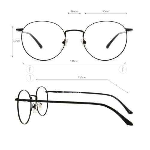 Retro Round Blue Light Blocking Glasses Metal Frame
