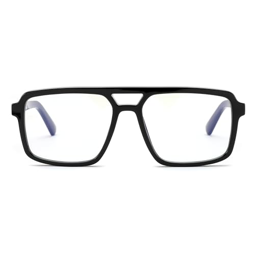 Retro Aviator Blue Light Glasses Square Frame Computer Use