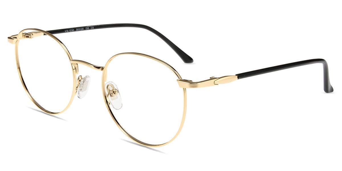 Retro Round Blue Light Blocking Glasses Metal Frame