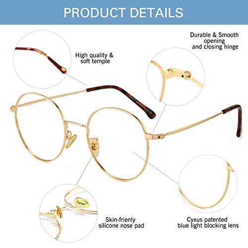 Round Blue Light Glasses Metal Frame Computer Use 3 Pack