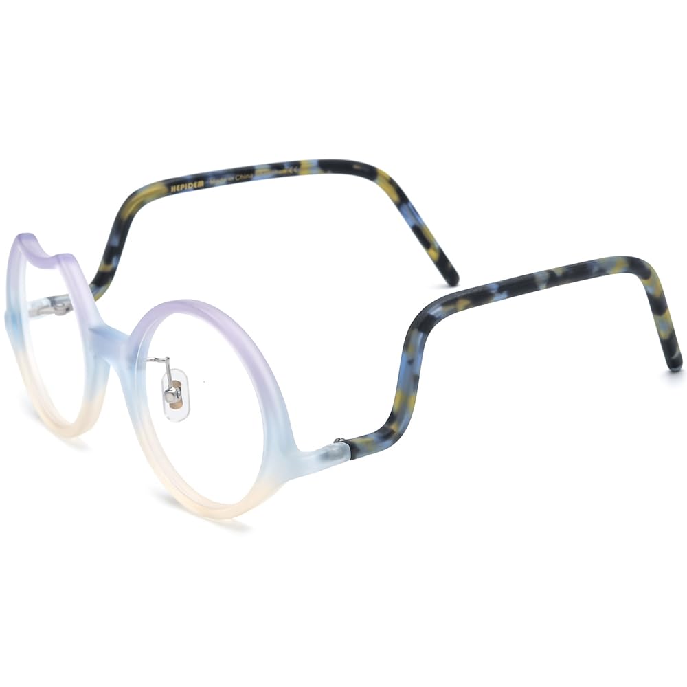 Vintage Round Acetate Glasses Frame Multicolor Optical Eyewear