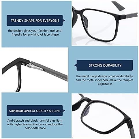 Square Blue Light Reading Glasses Anti-Glare Computer Use