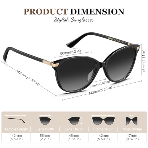Cat Eye Polarized Sunglasses Acetate Frame UV400 Protection