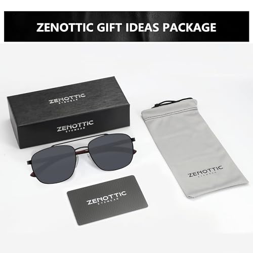 Wood Temple Aviator Polarized Sunglasses UV Protection