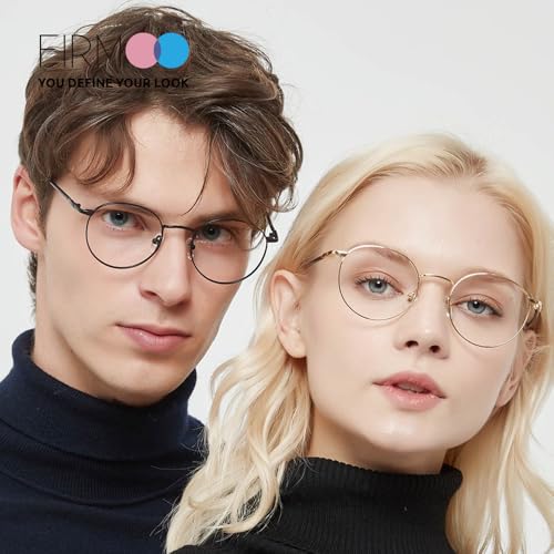 Retro Round Blue Light Blocking Glasses Metal Frame