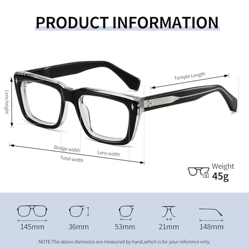 Retro Rectangle Acetate Glasses Frame Thick Optical Eyewear