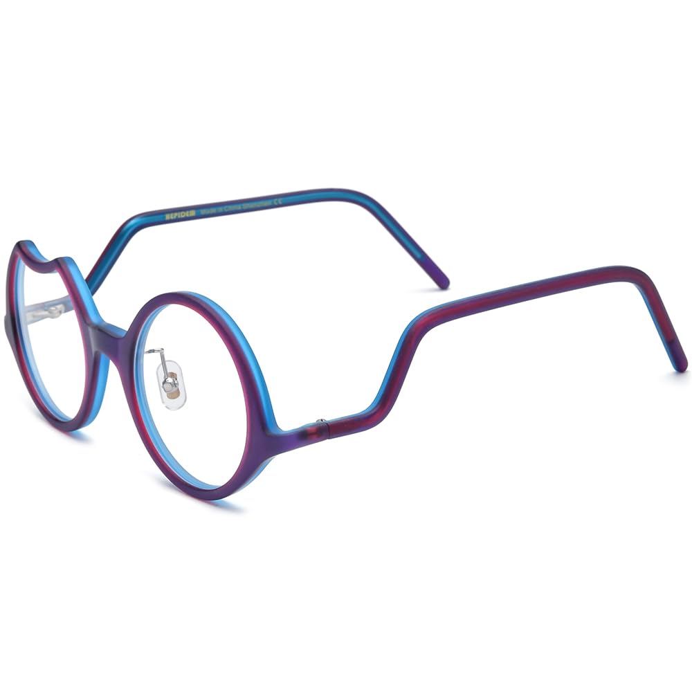 Vintage Round Acetate Glasses Frame Multicolor Optical Eyewear