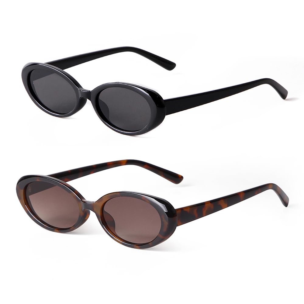Laurinny 90s Sunglasses for Women Men Retro Small Oval Sunglasses