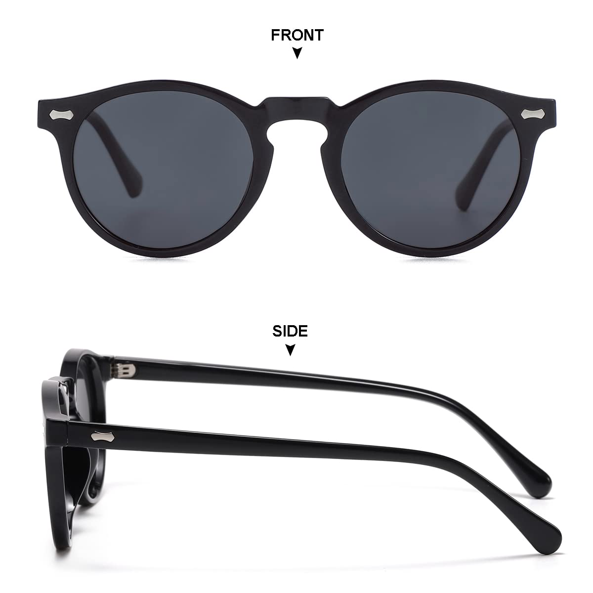 Vintage Round Polarized Sunglasses UV400 Acetate Frame