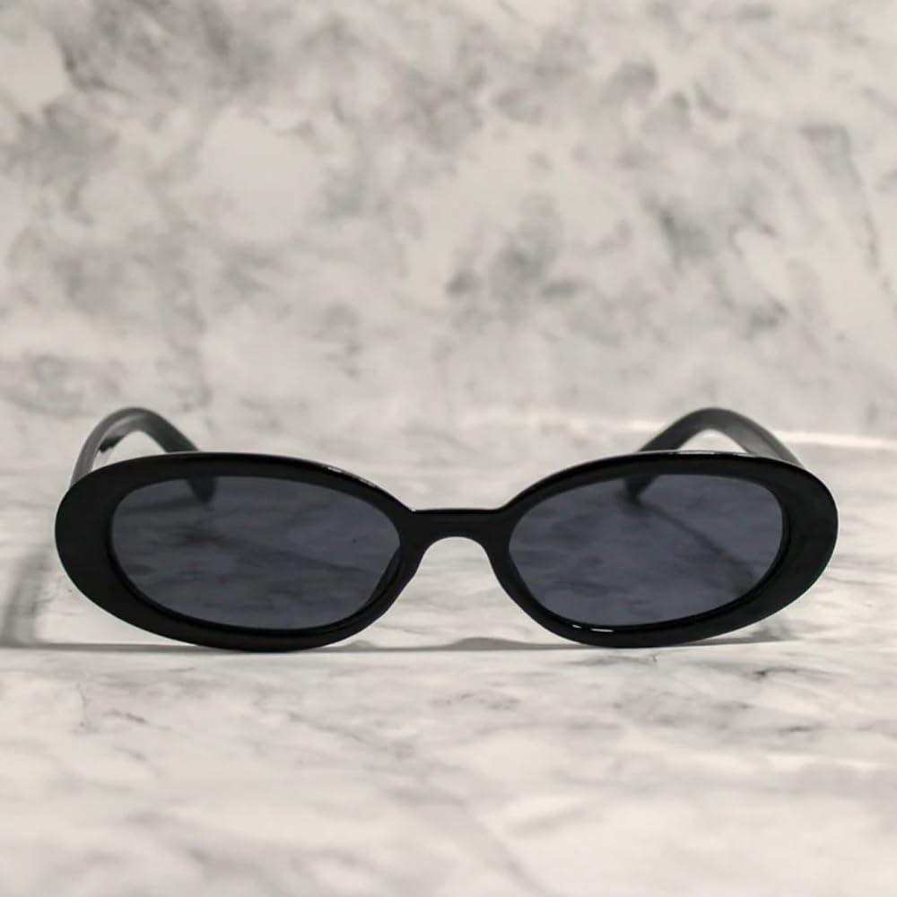 Laurinny 90s Sunglasses for Women Men Retro Small Oval Sunglasses