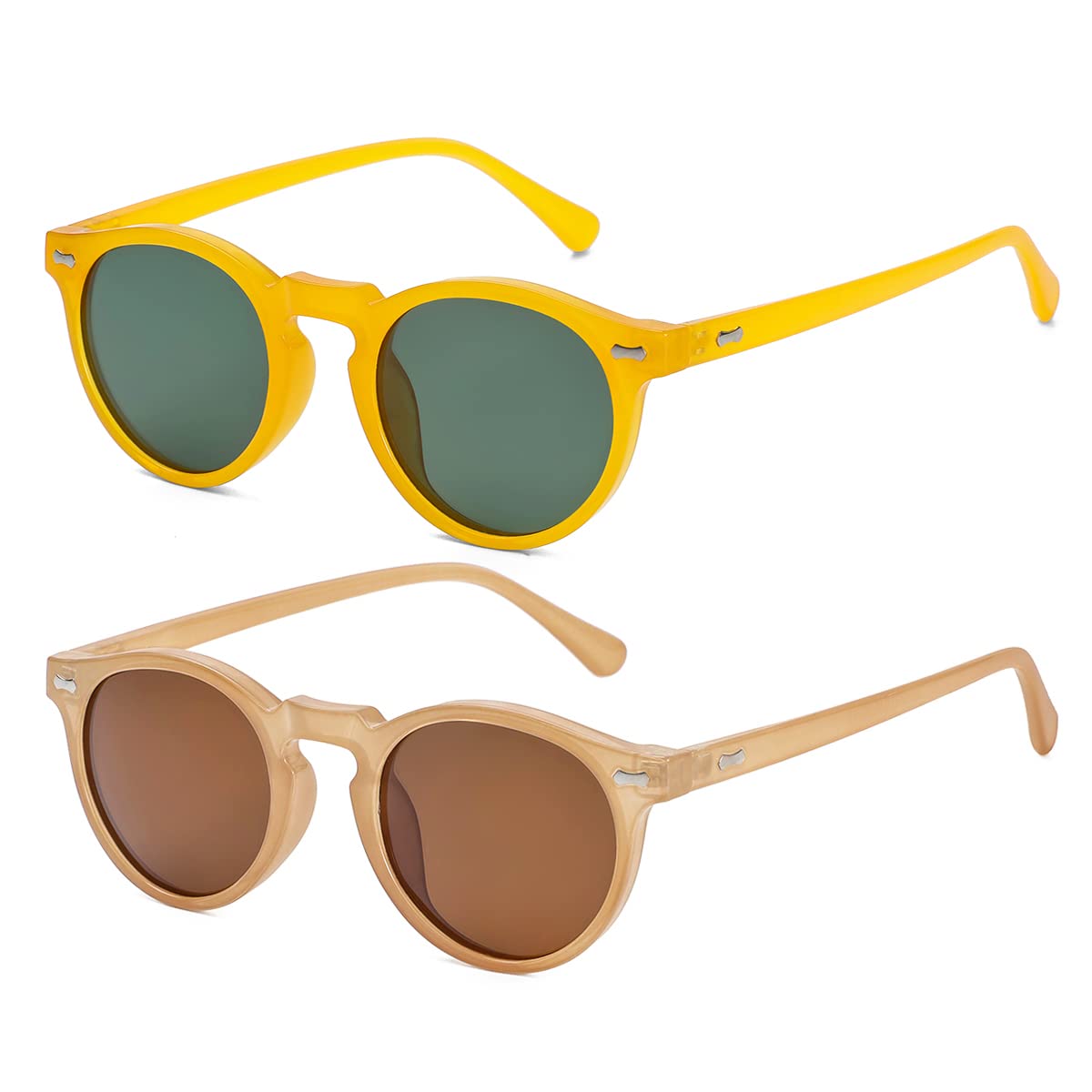 Vintage Round Polarized Sunglasses UV400 Acetate Frame