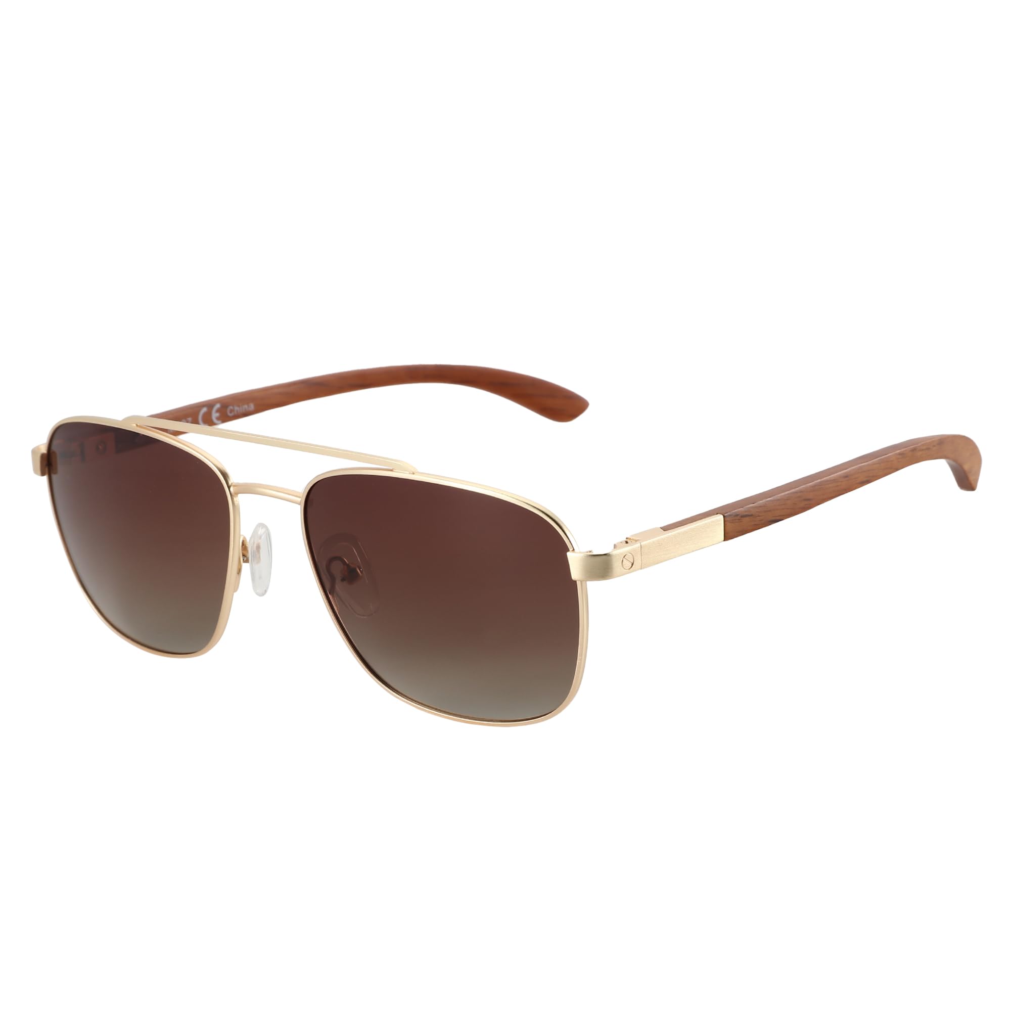 Wood Temple Aviator Polarized Sunglasses UV Protection