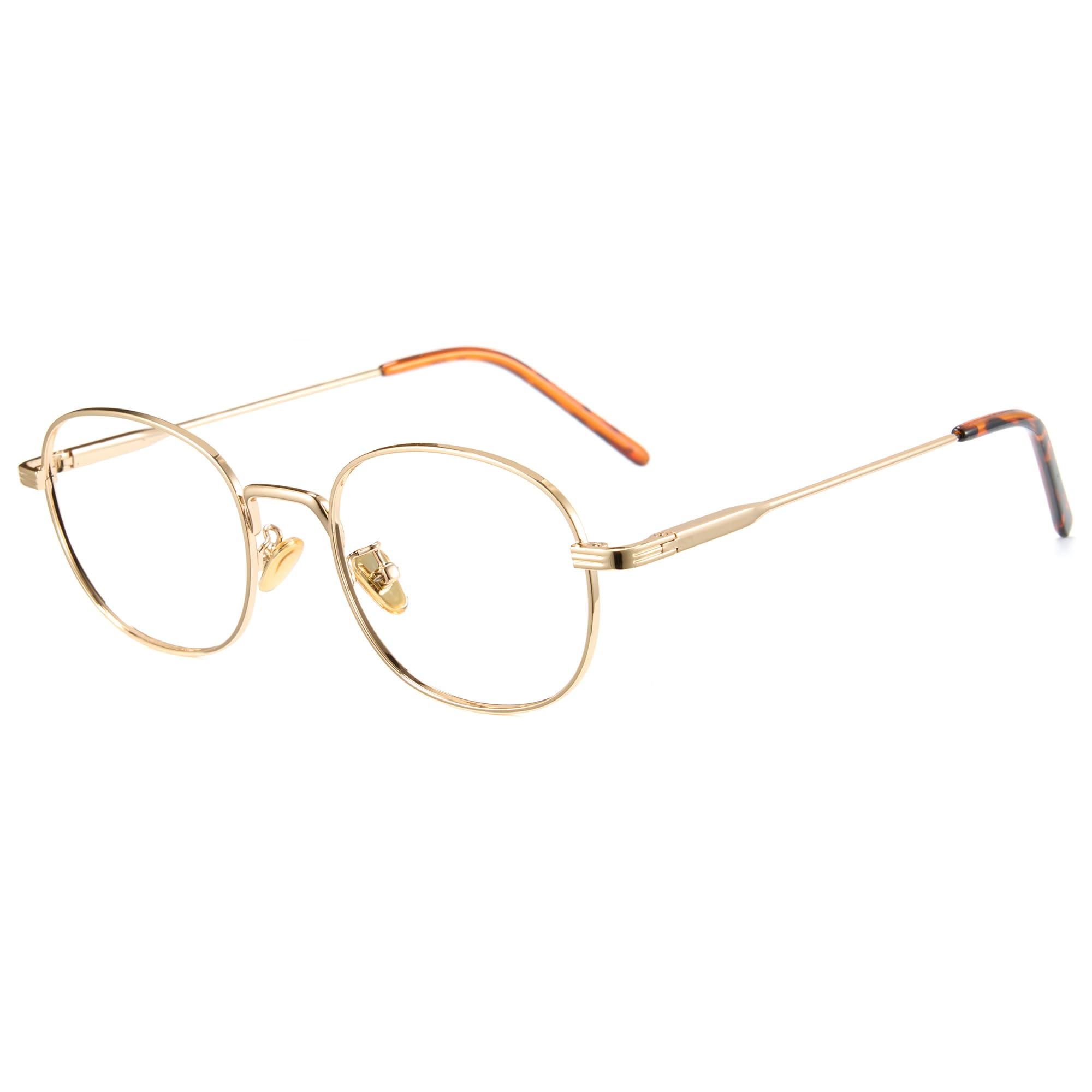 Oval Blue Light Blocking Glasses Metal Frame Anti Eye Strain