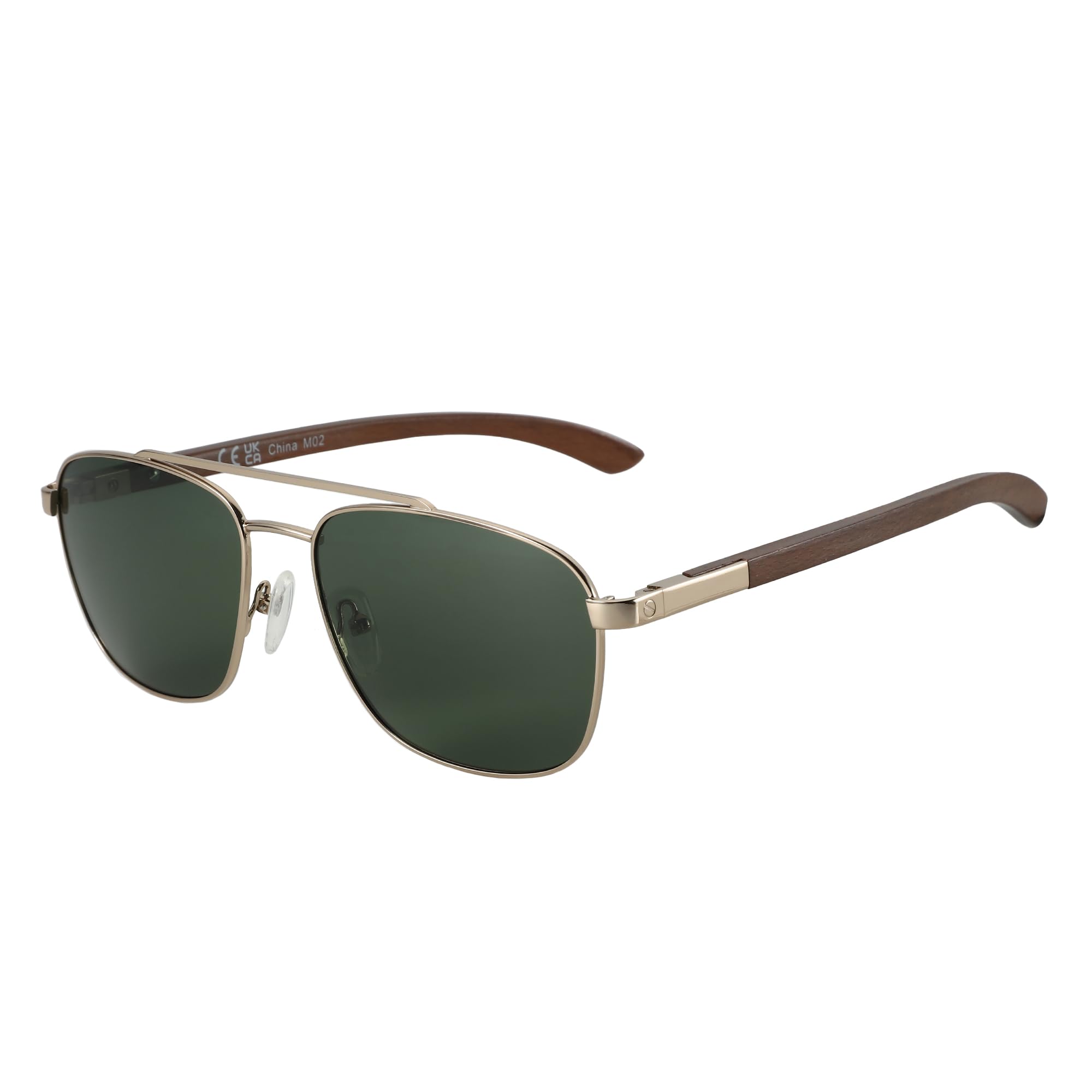 Wood Temple Aviator Polarized Sunglasses UV Protection