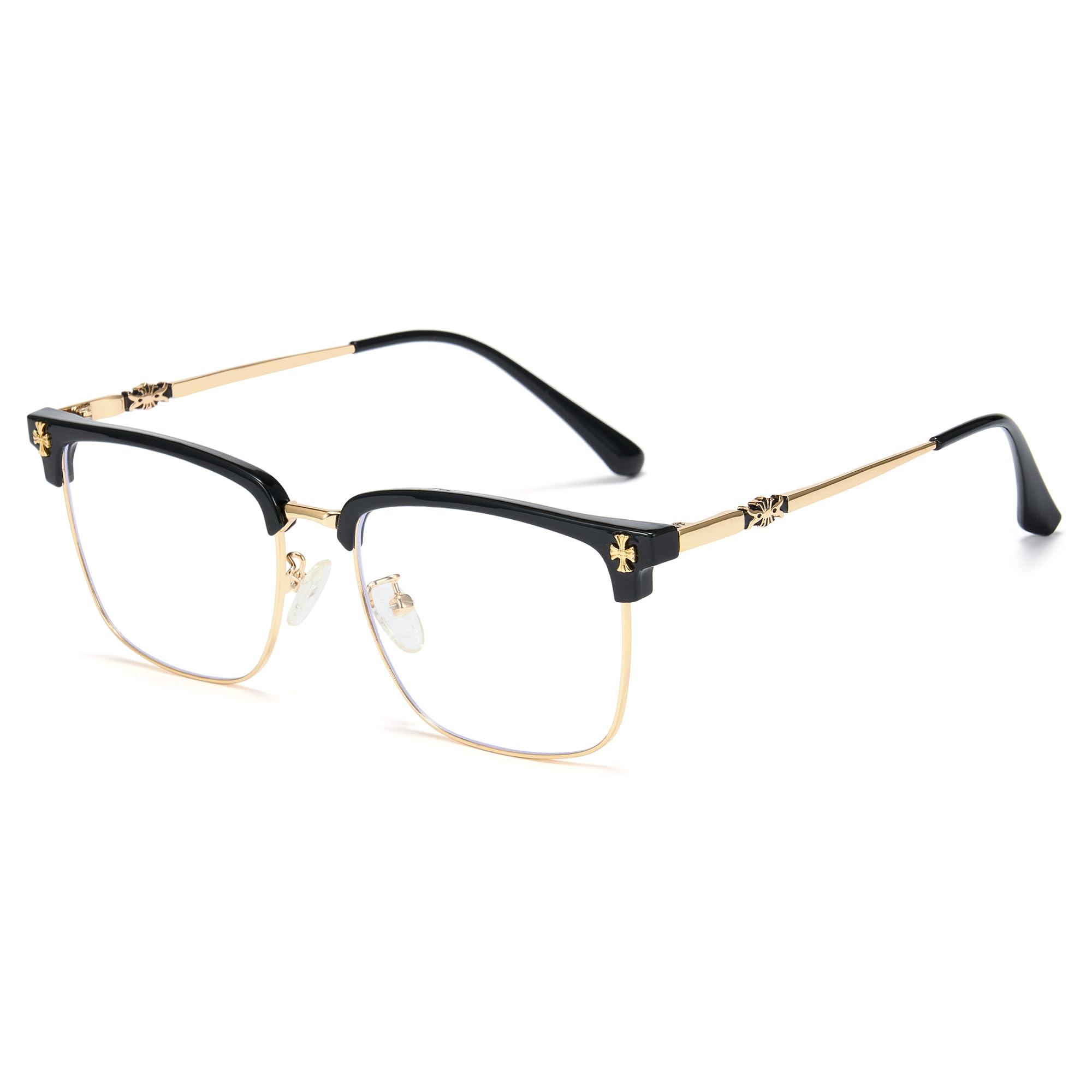 Retro Square Blue Light Glasses TR90 Metal Frame