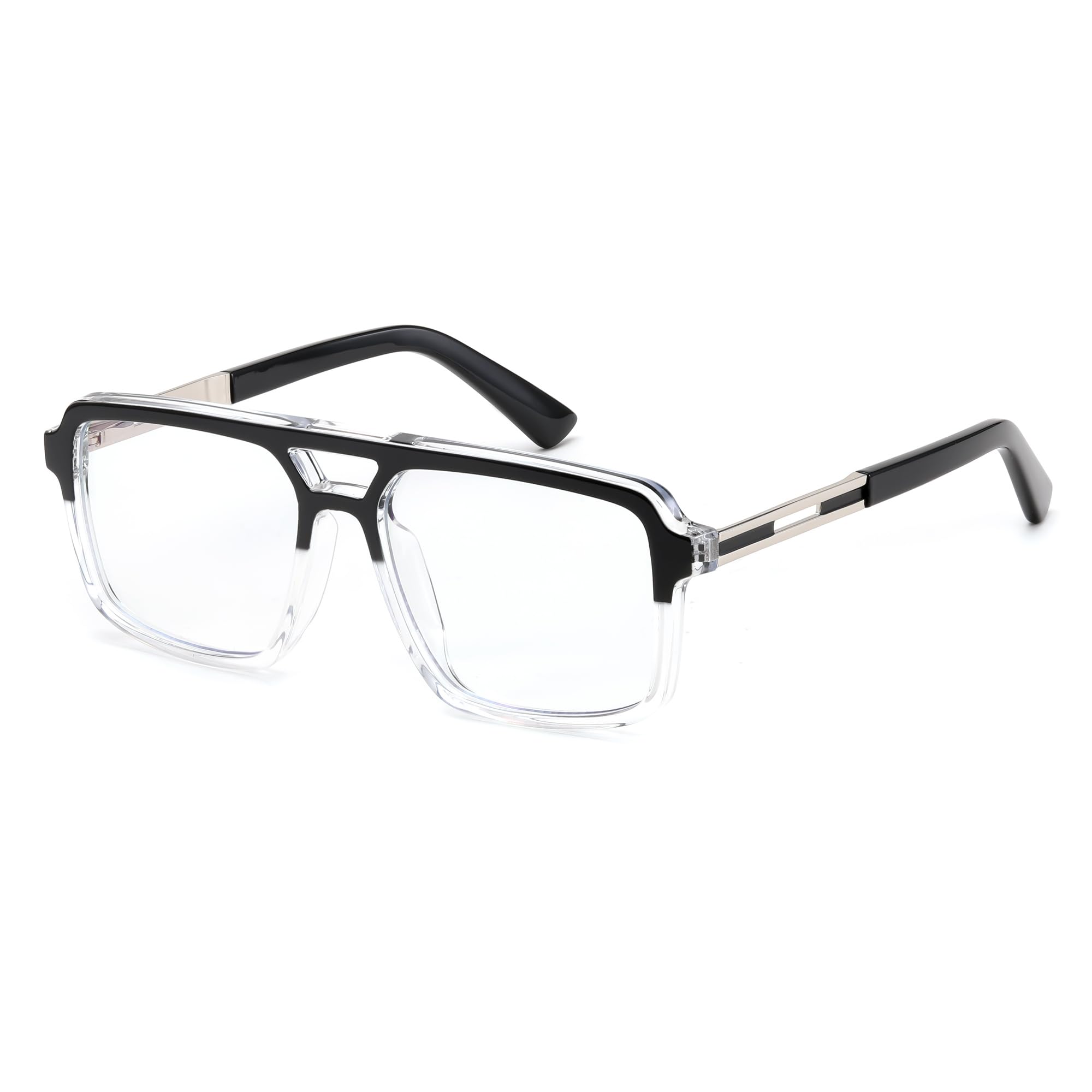 Retro Aviator Blue Light Glasses Square Frame Computer Use