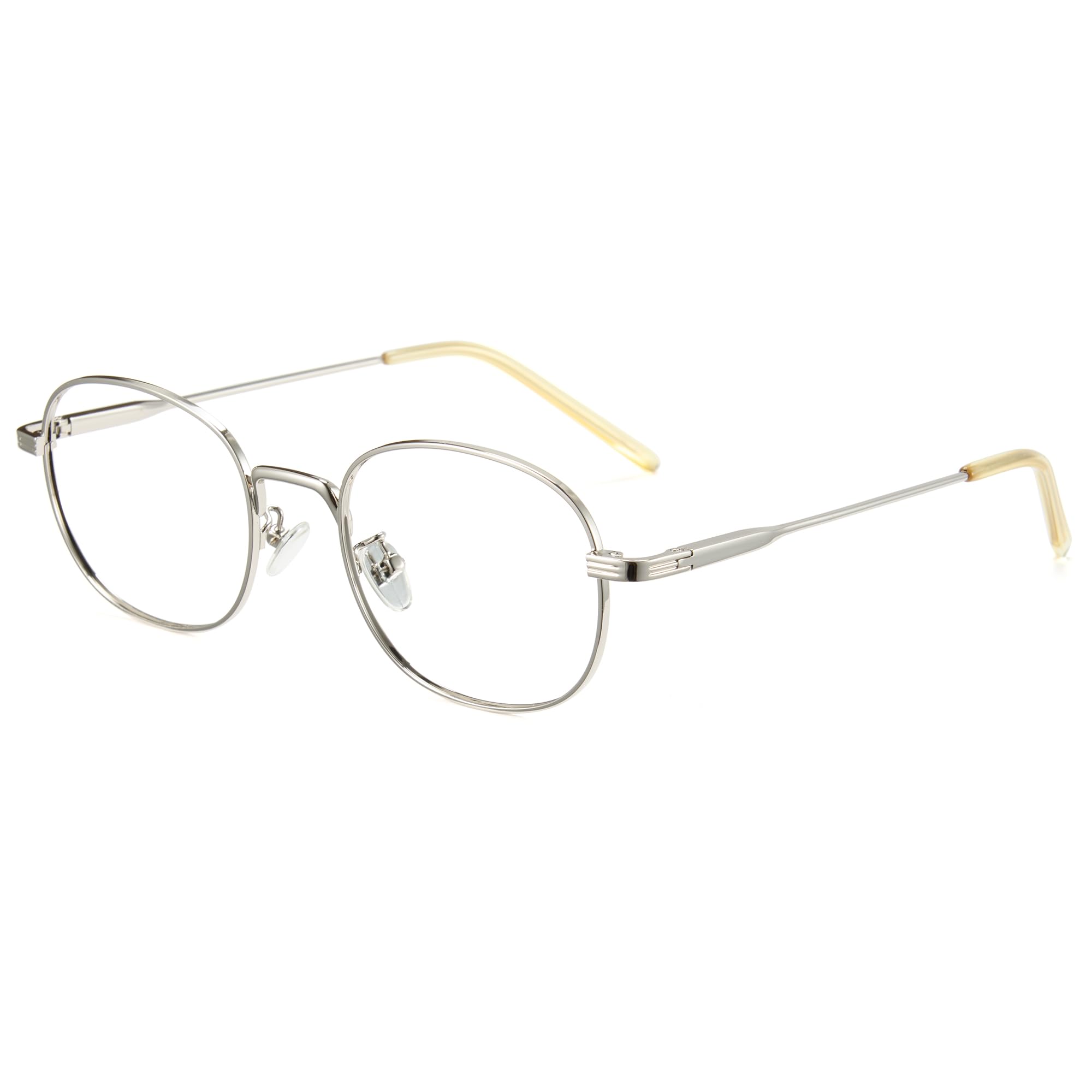 Oval Blue Light Blocking Glasses Metal Frame Anti Eye Strain