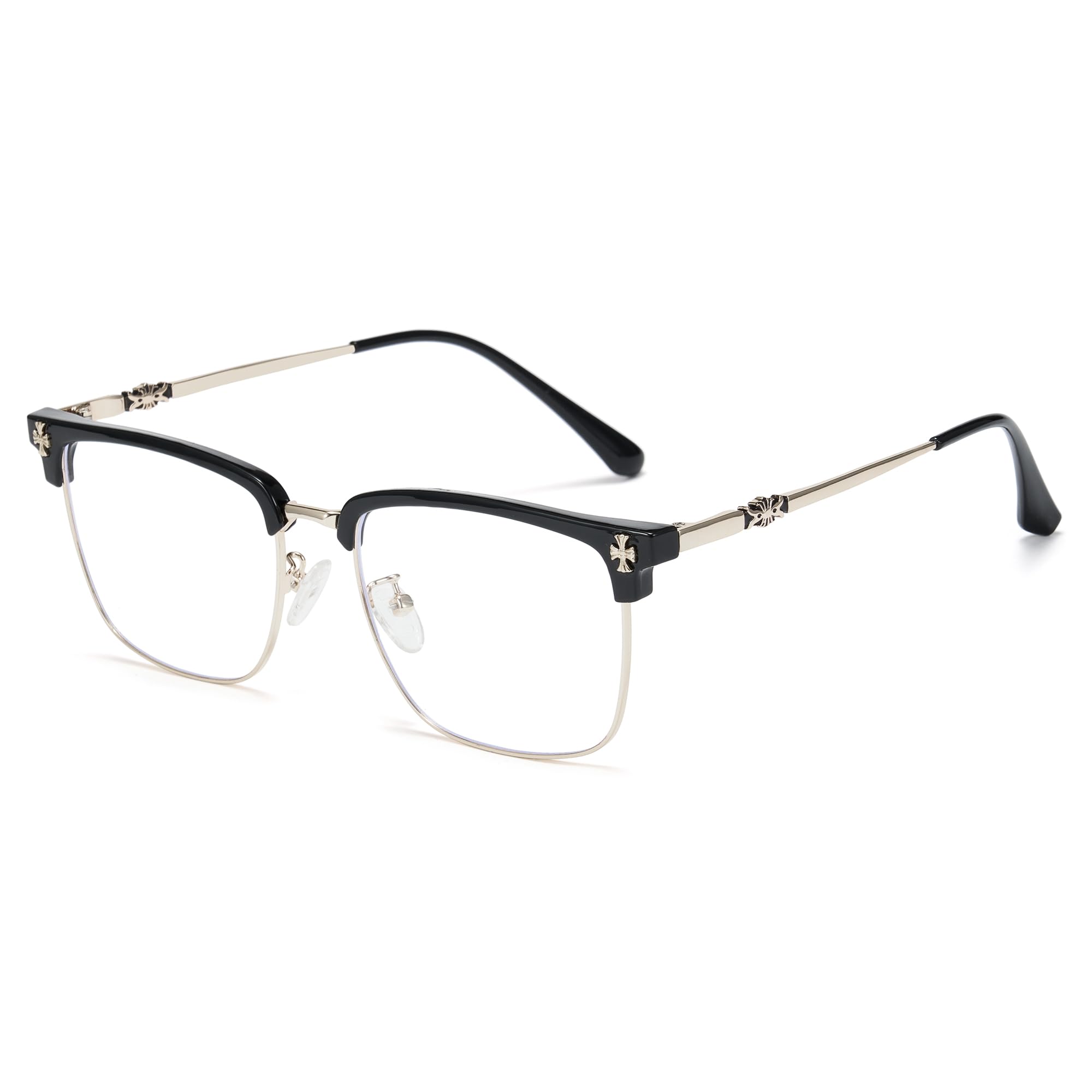 Retro Square Blue Light Glasses TR90 Metal Frame