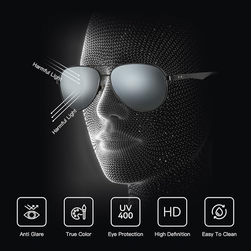 Polarized Aviator Sunglasses Carbon Fiber Temple UV Protection