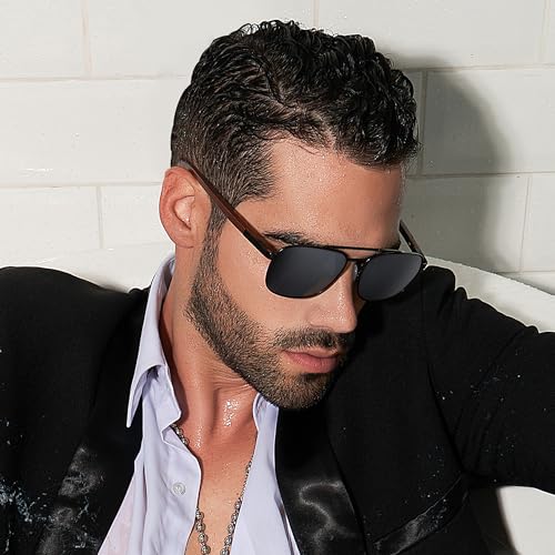 Wood Temple Aviator Polarized Sunglasses UV Protection