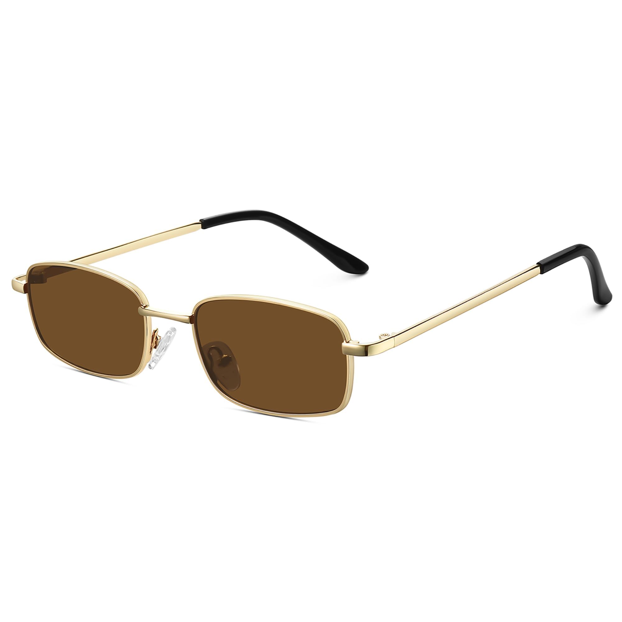 Retro Small Rectangle Sunglasses Narrow Frame UV400 Protection