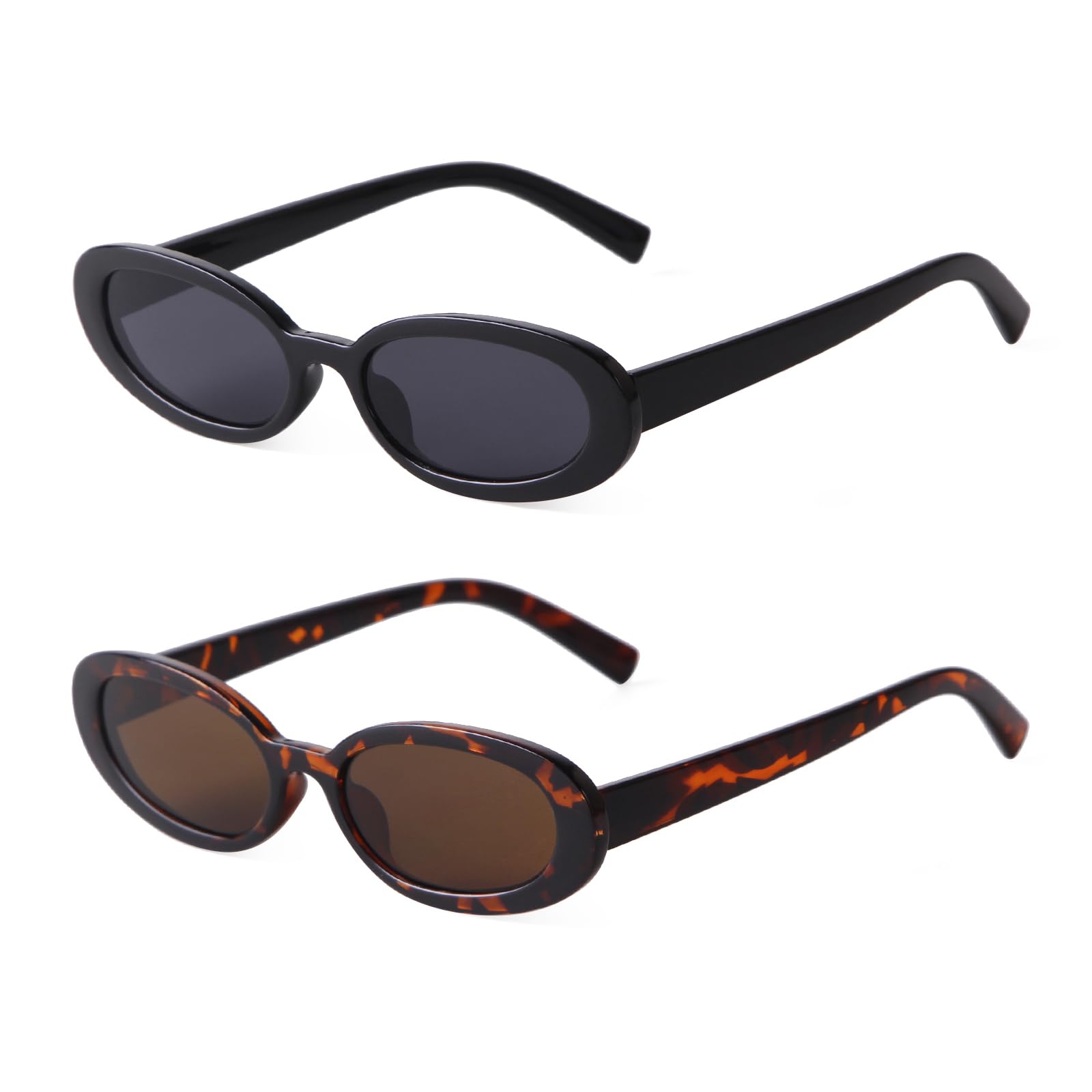 Laurinny 90s Sunglasses for Women Men Retro Small Oval Sunglasses