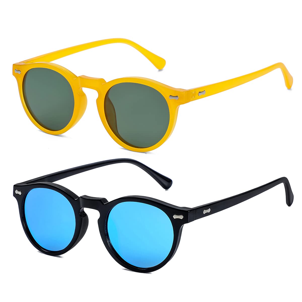 Vintage Round Polarized Sunglasses UV400 Acetate Frame