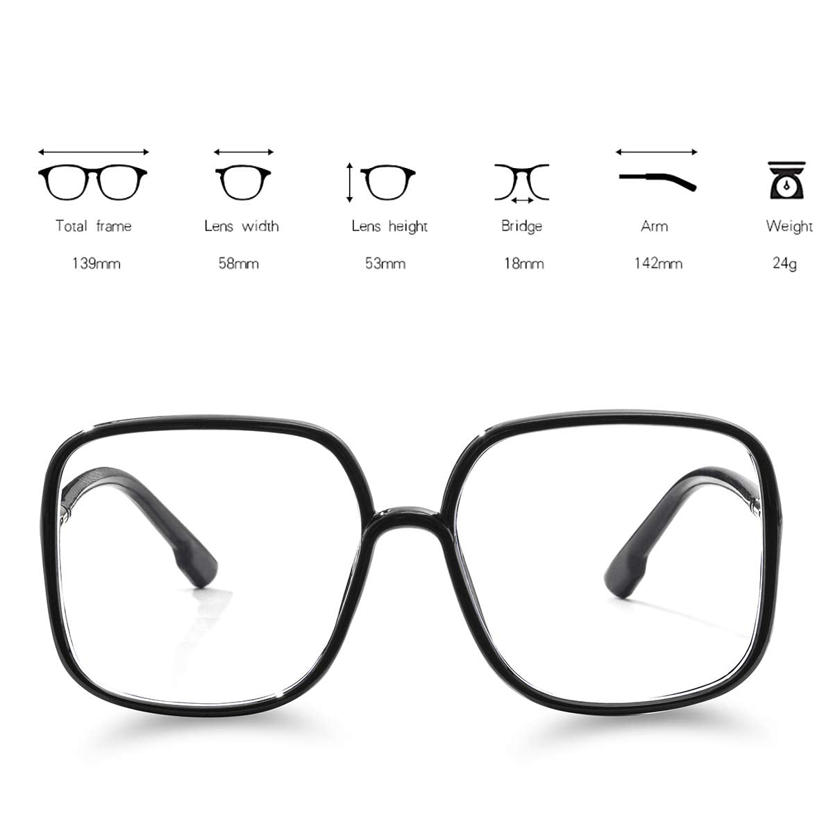 Oversized Square Blue Light Blocking Glasses Ultralight Frame