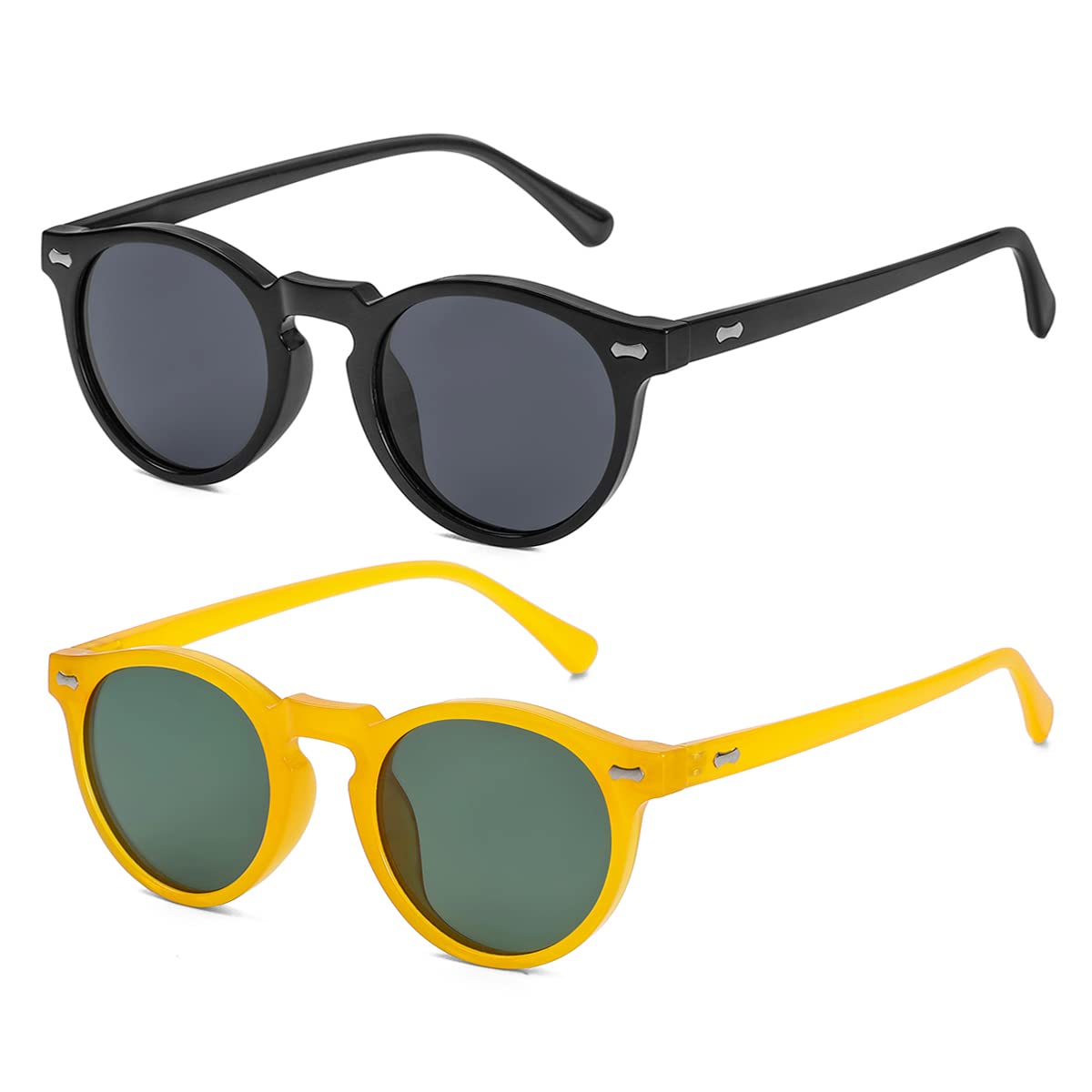 Vintage Round Polarized Sunglasses UV400 Acetate Frame