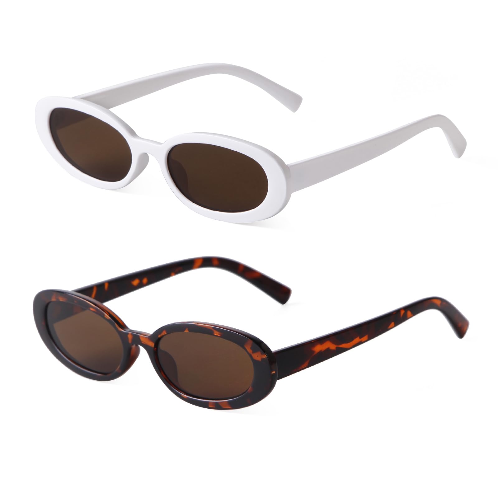 Laurinny 90s Sunglasses for Women Men Retro Small Oval Sunglasses