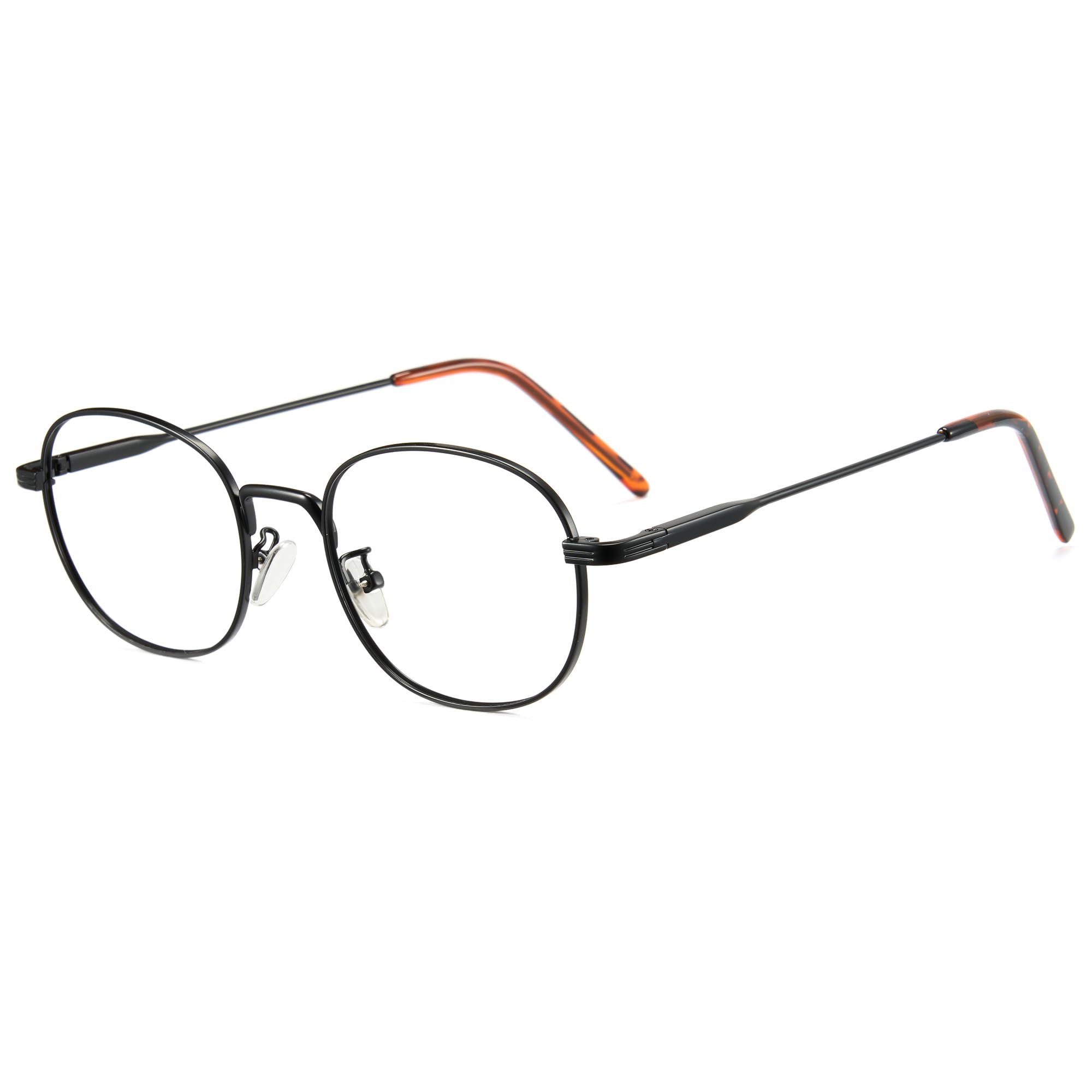 Oval Blue Light Blocking Glasses Metal Frame Anti Eye Strain