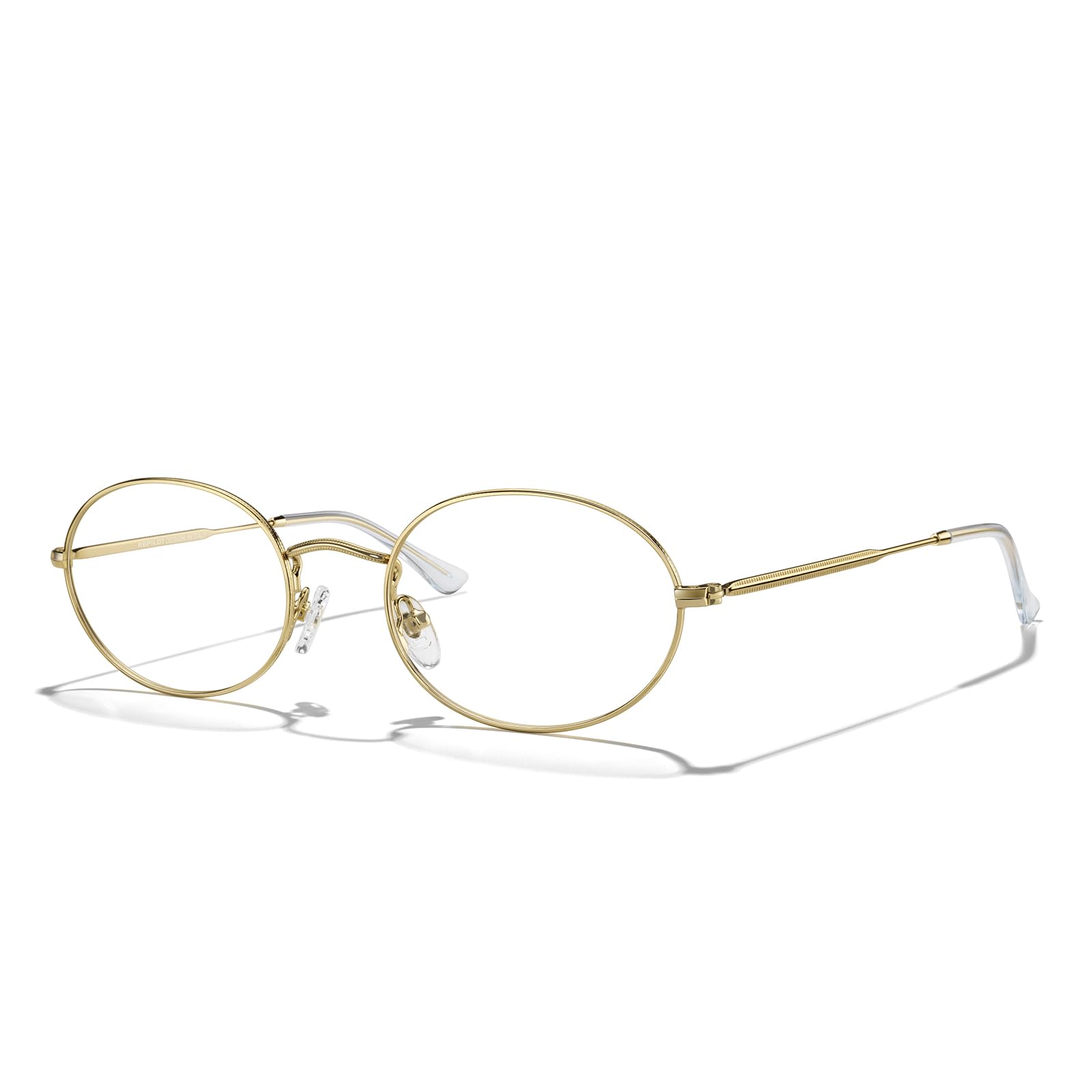 Oval Blue Light Reading Glasses Thin Metal Full Rim Frame