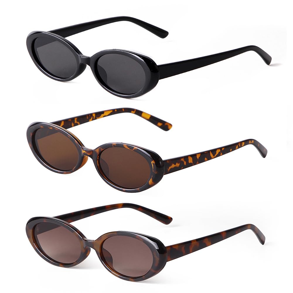 Laurinny 90s Sunglasses for Women Men Retro Small Oval Sunglasses