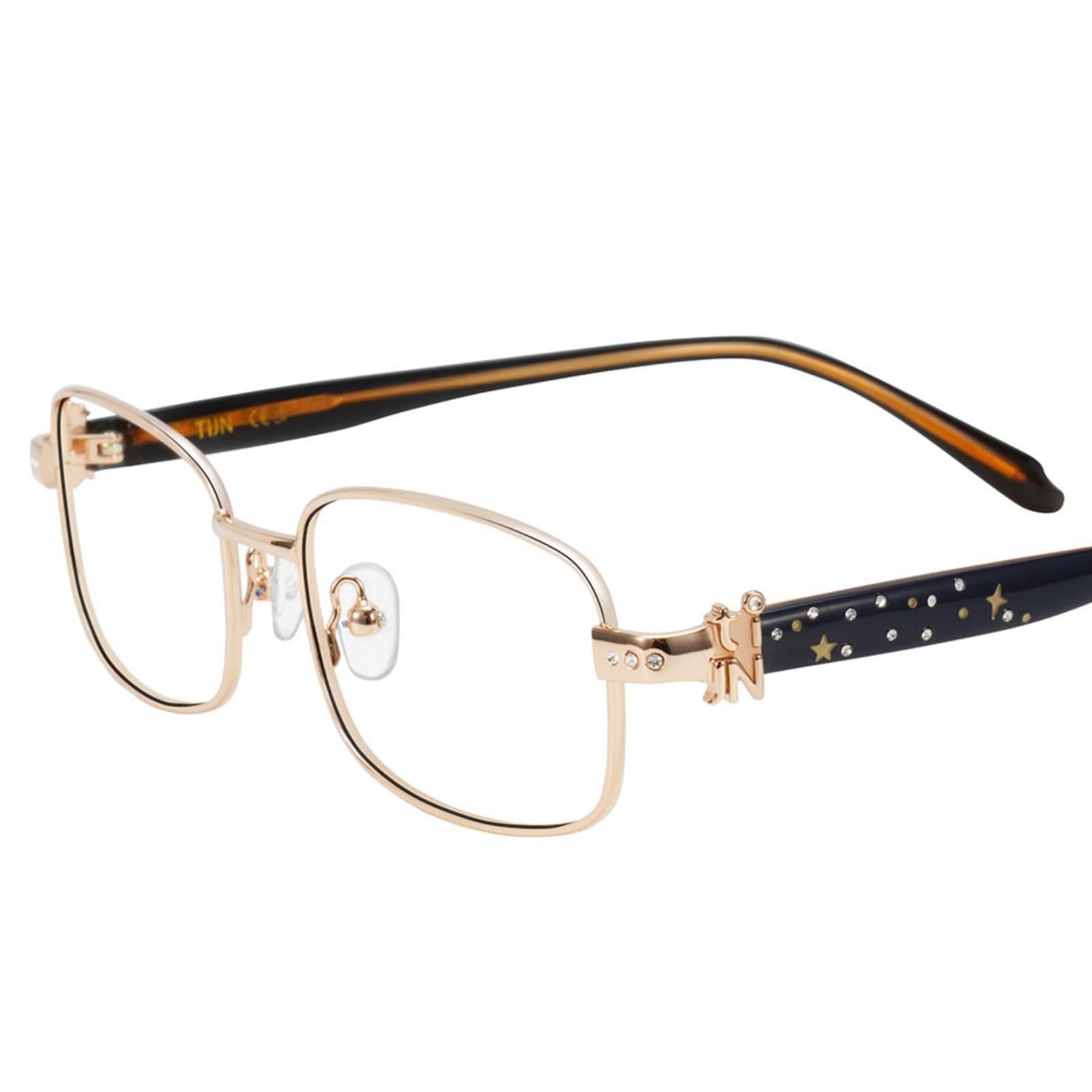 Square Blue Light Blocking Glasses Acetate Metal Frame