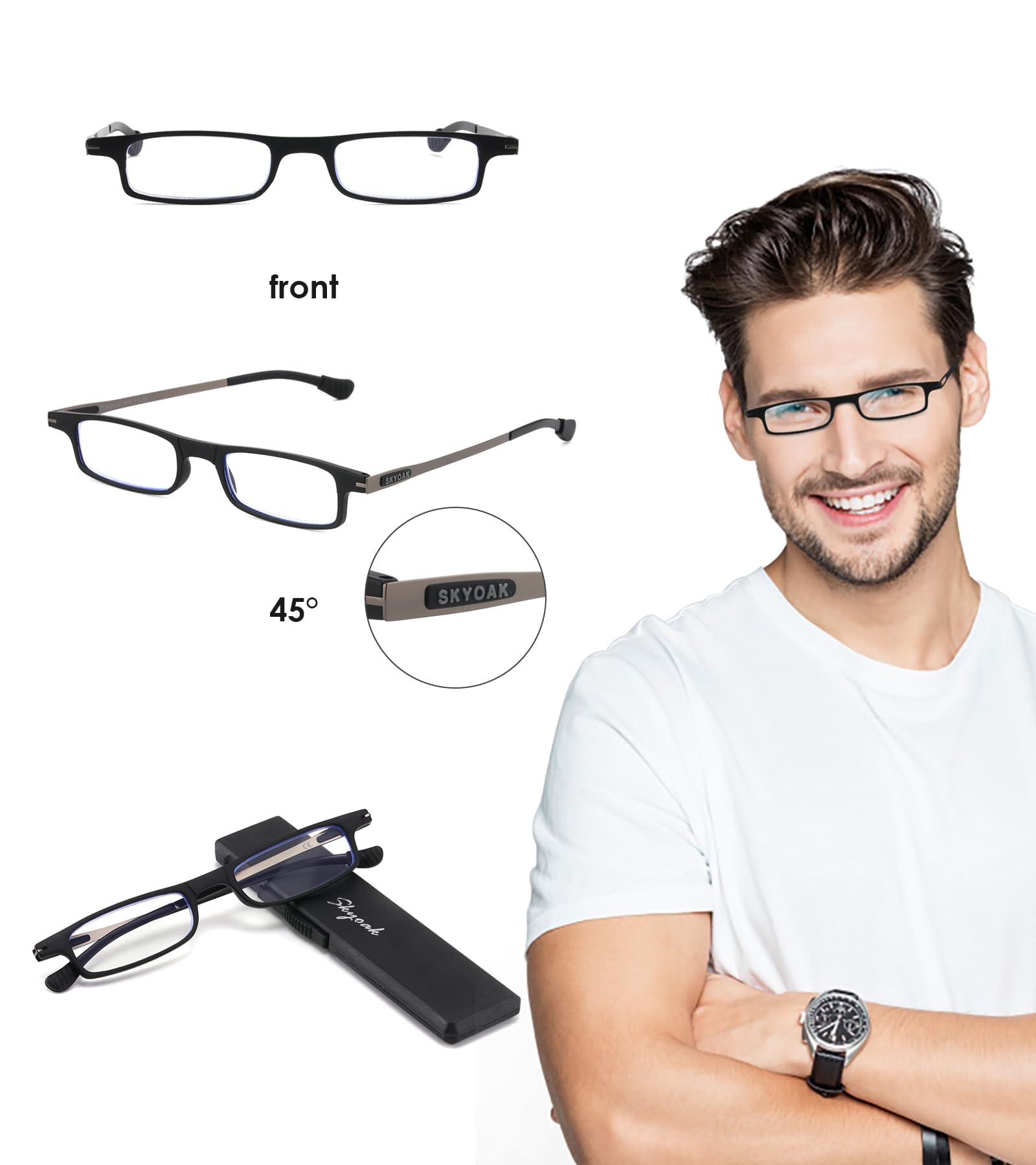 Ultra Thin Folding Reading Glasses Lightweight TR90 Set