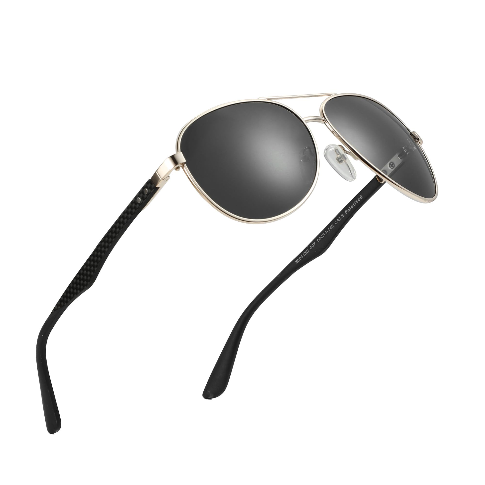 Polarized Aviator Sunglasses Carbon Fiber Temple UV Protection