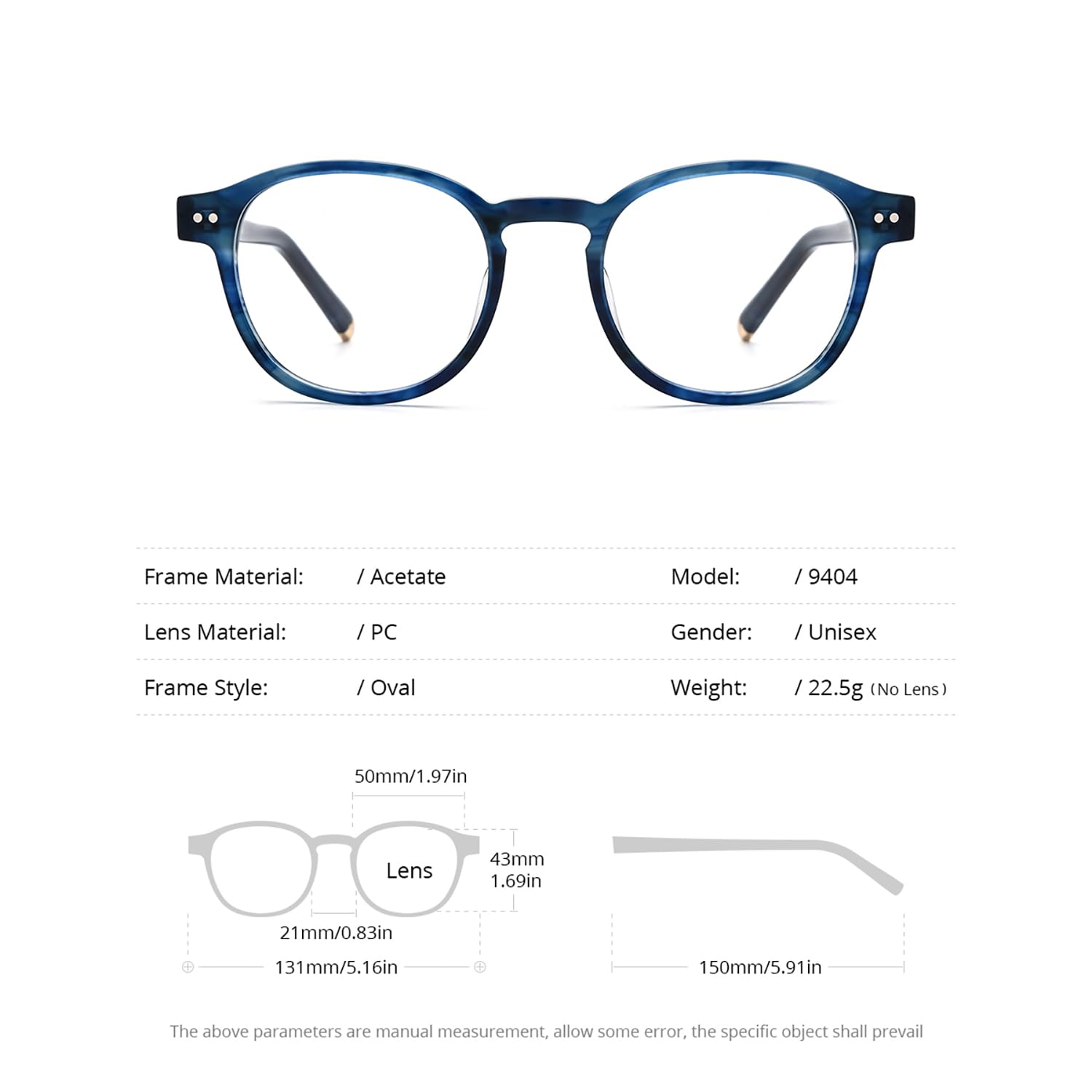 Classic Round Acetate Glasses Frame Vintage Unisex