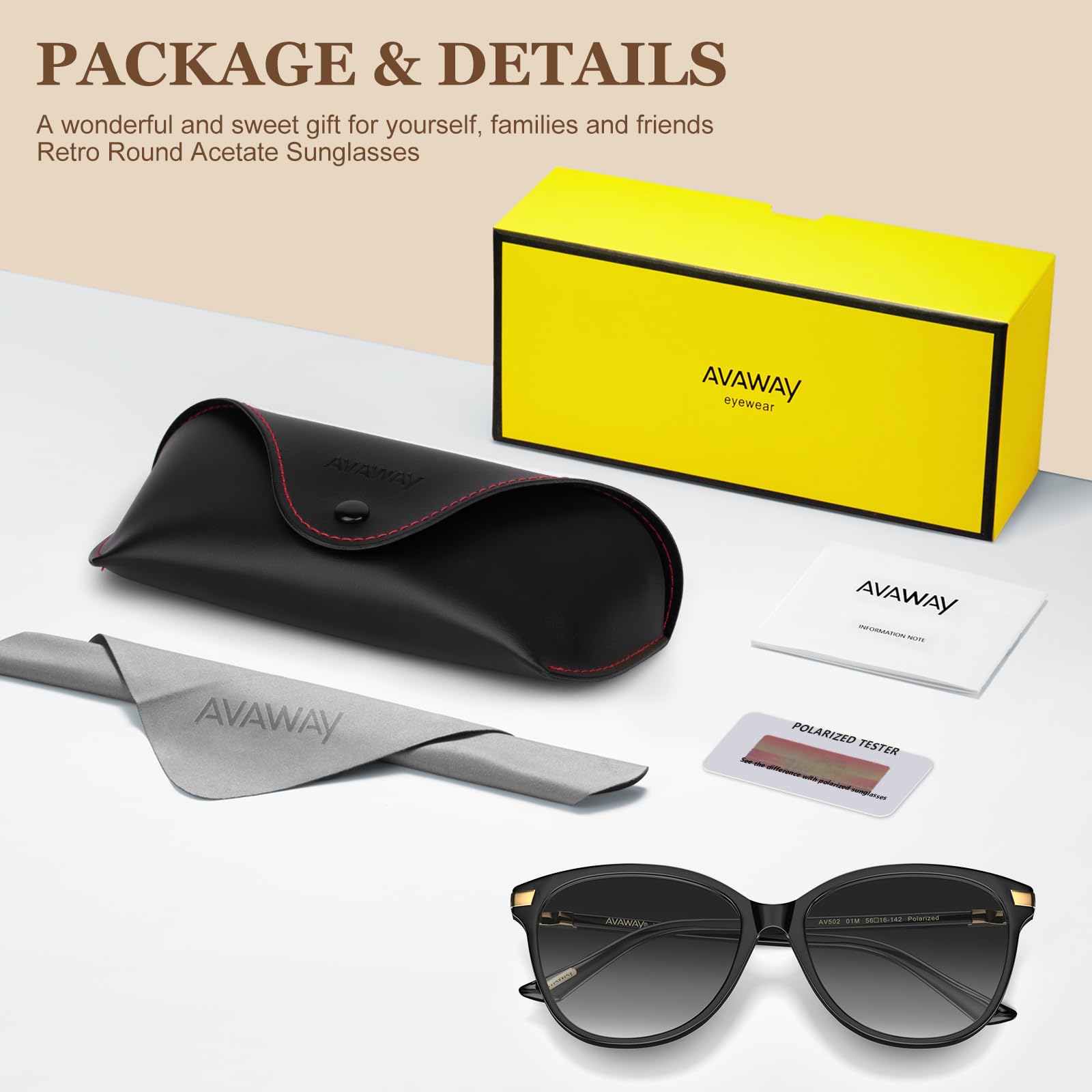 Cat Eye Polarized Sunglasses Acetate Frame UV400 Protection