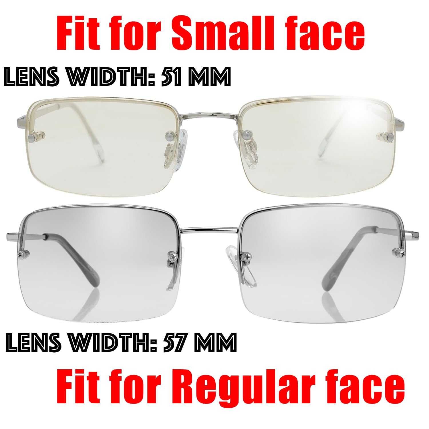 Semi Rimless Rectangular Sunglasses Spring Hinge Frame