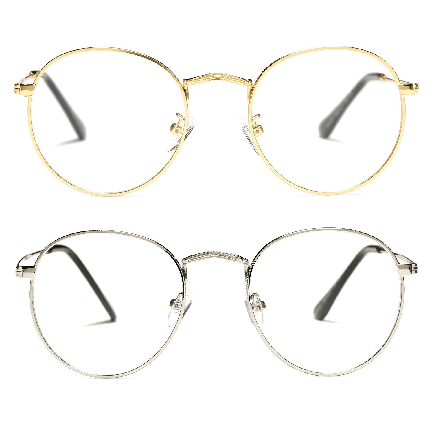 Classic Round Metal Glasses Clear Lens Unisex Frame