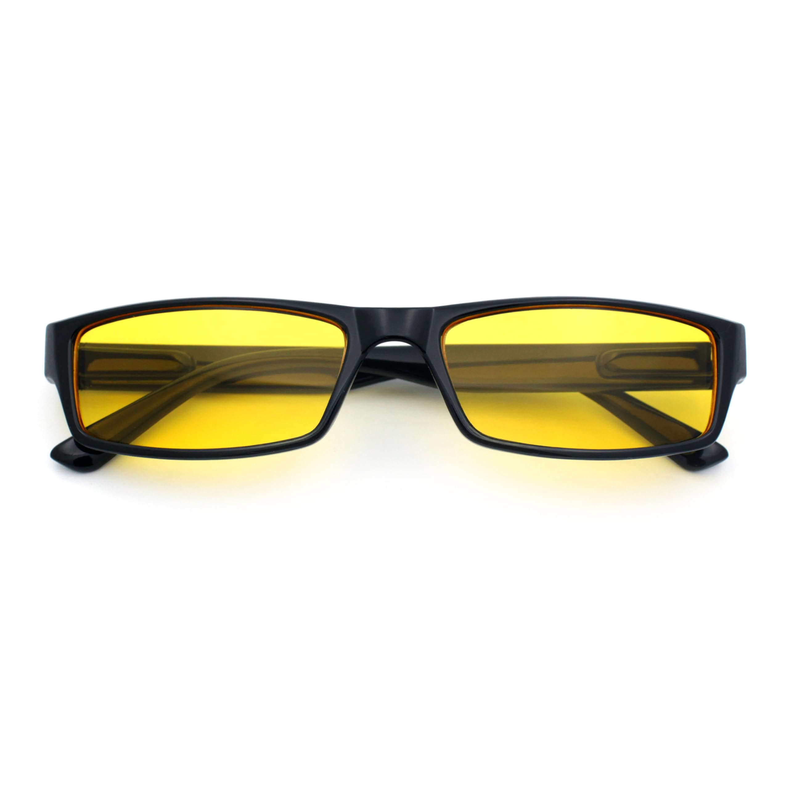 Narrow Rectangular Sunglasses Color Lens Black Frame