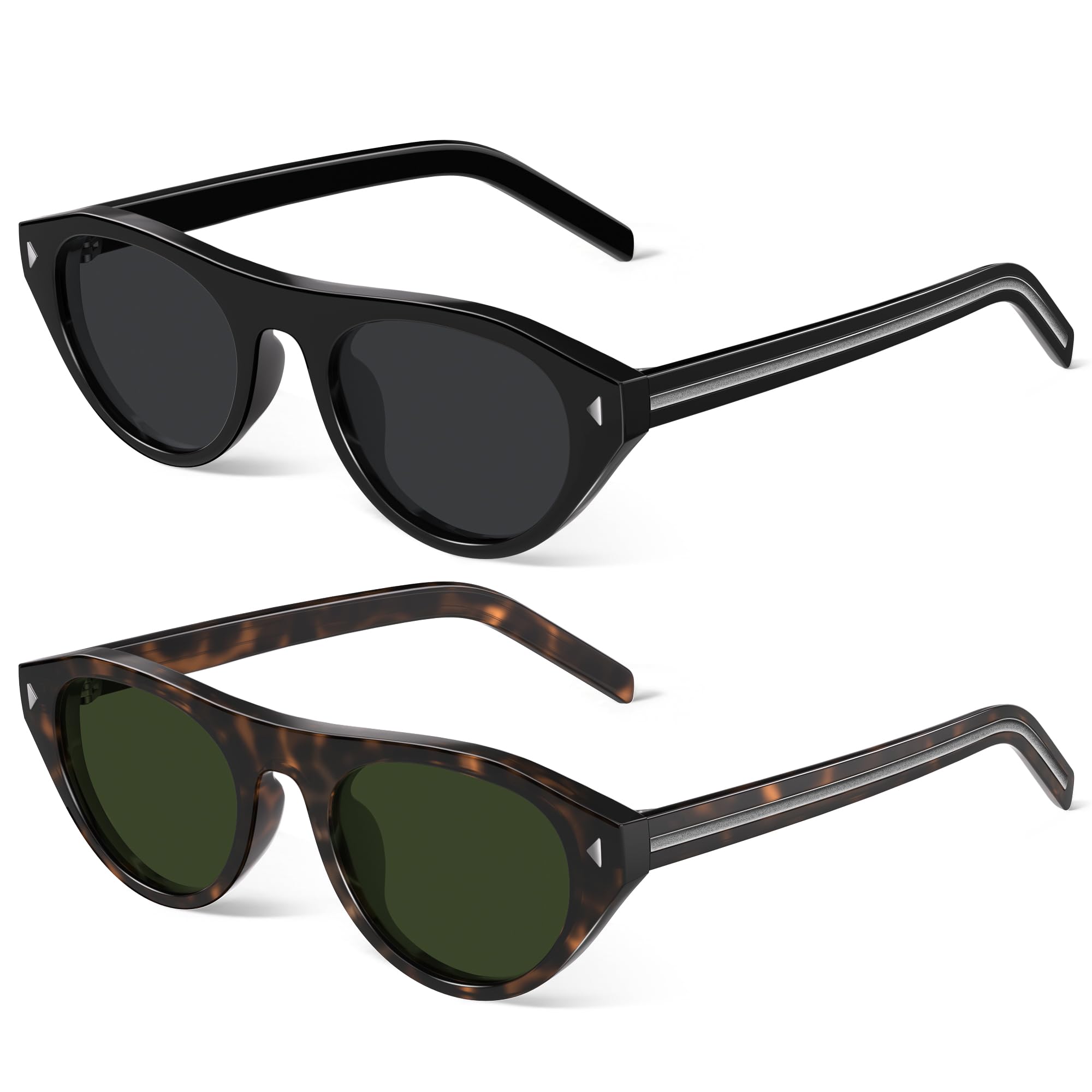 Retro Oval Cat Eye Sunglasses Y2K Vintage Frame