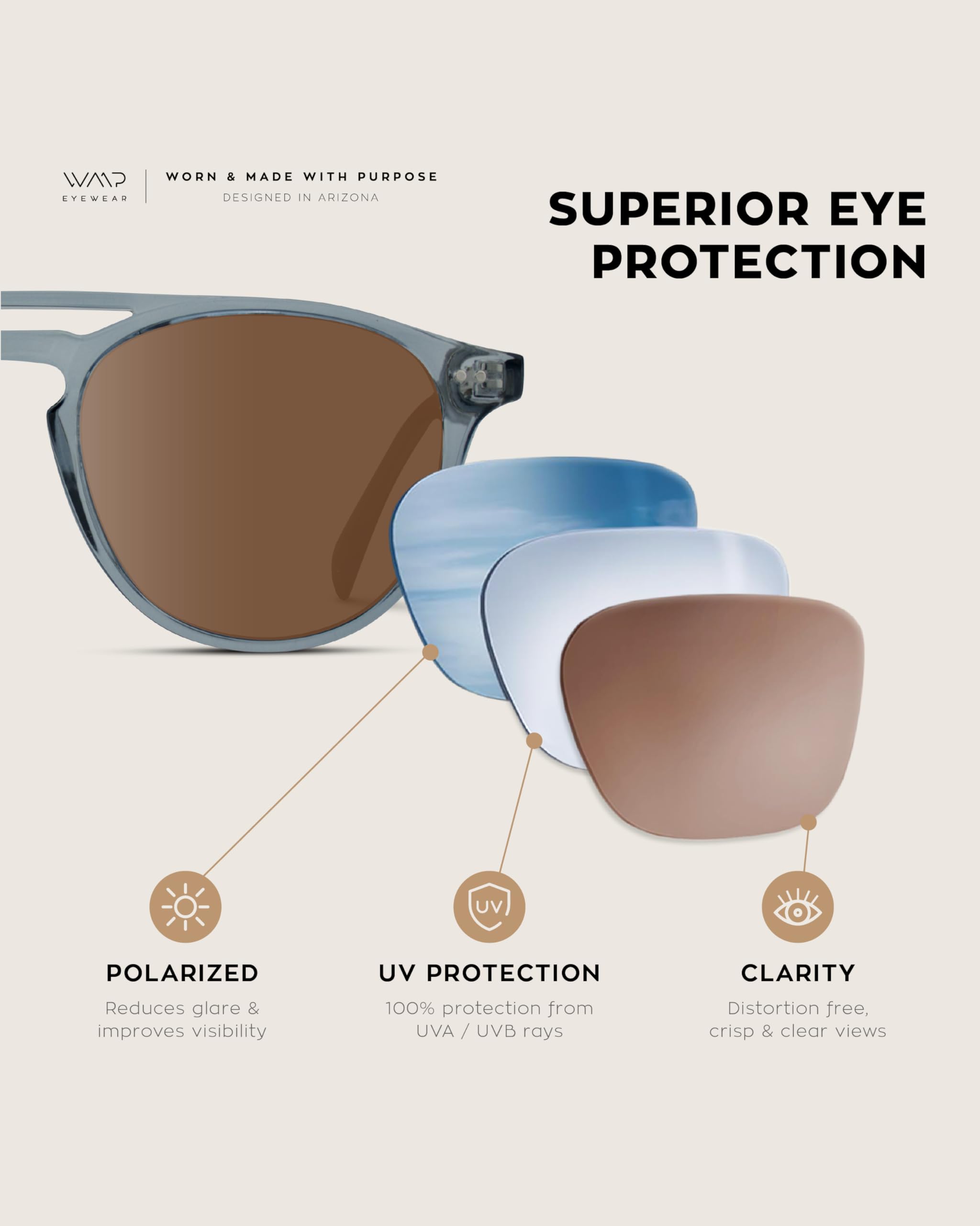 Square Polarized Sunglasses Narrow Fit Double Bridge Frame