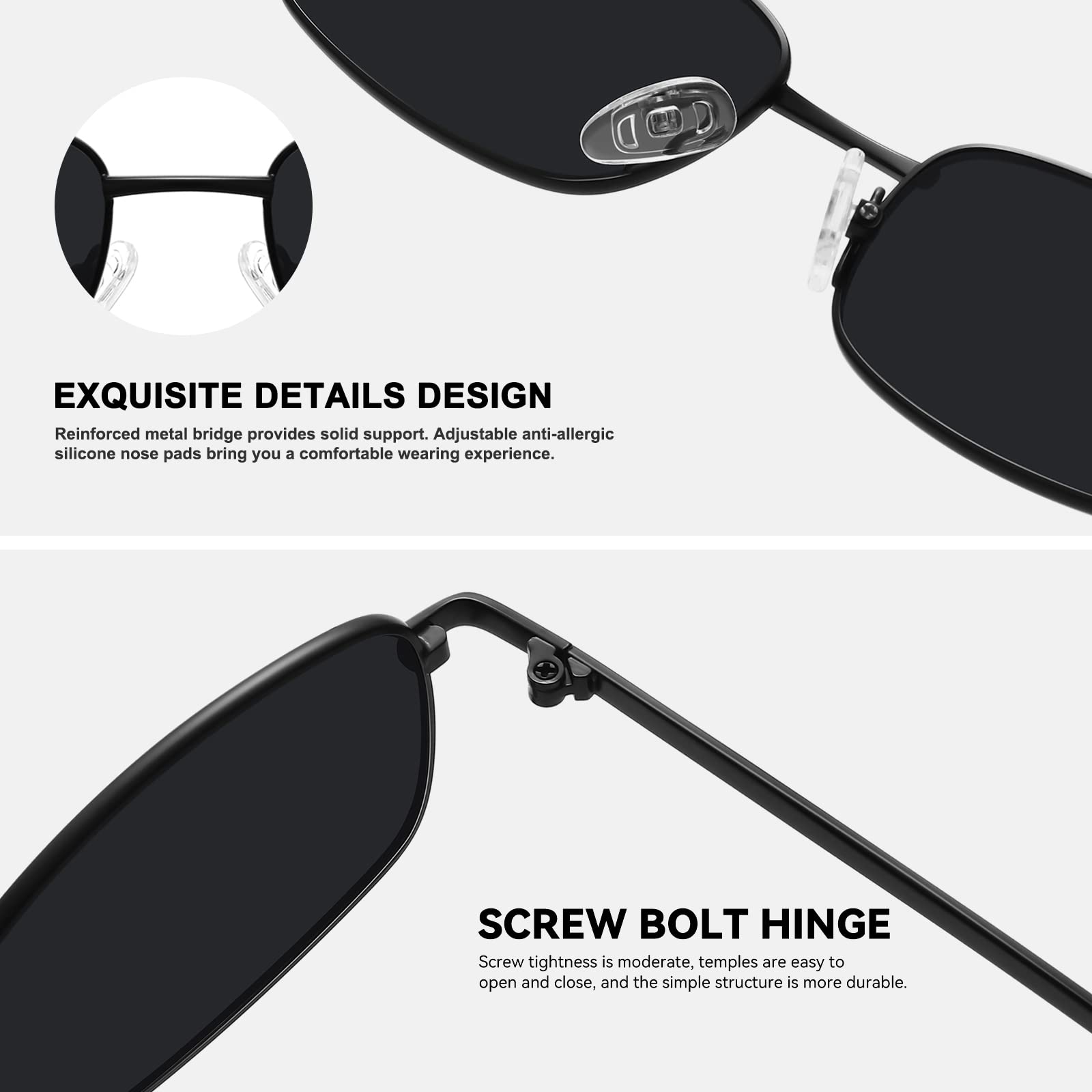 Retro Small Rectangle Sunglasses Narrow Frame UV400 Protection