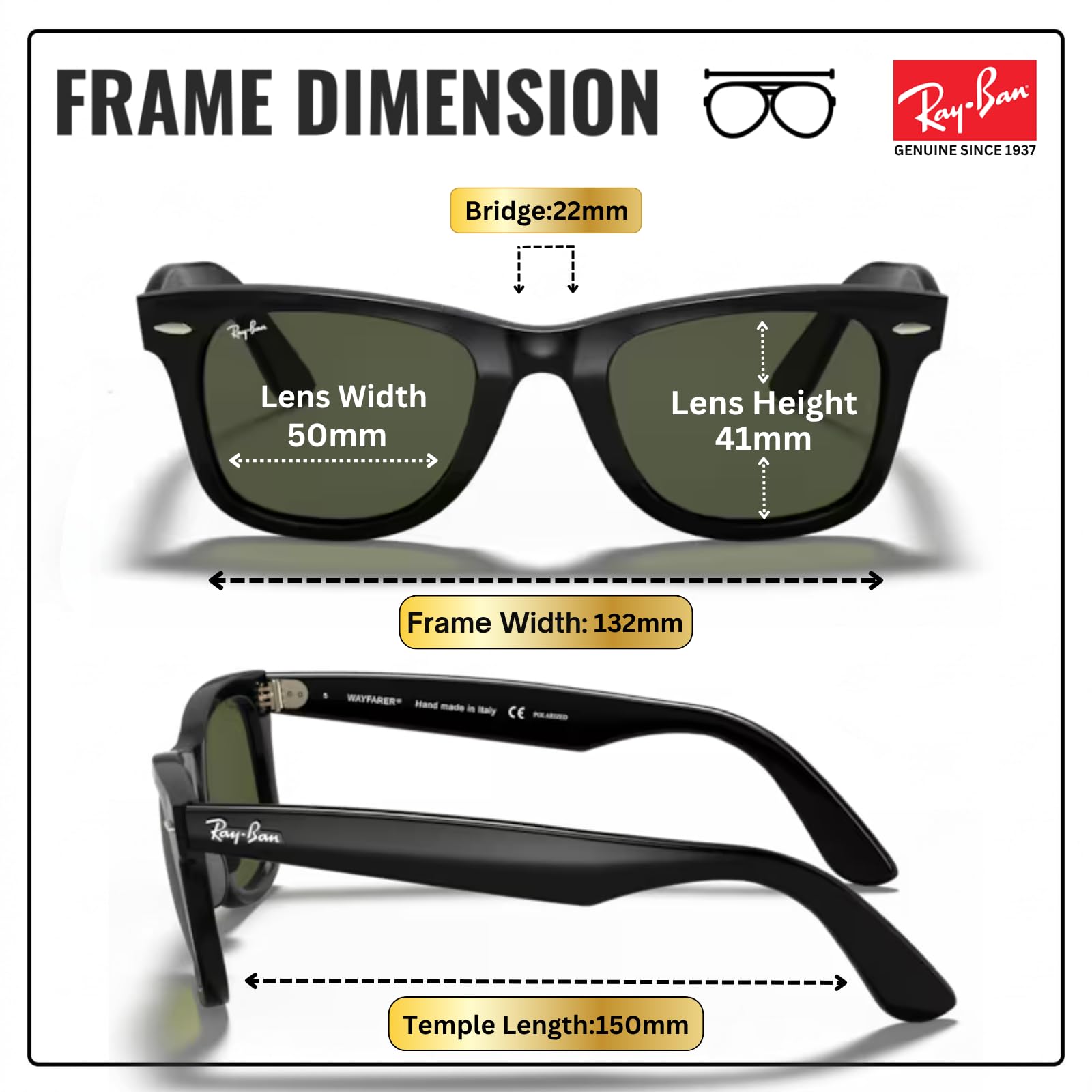 Square Wayfarer Style Sunglasses UV Protection Classic Frame