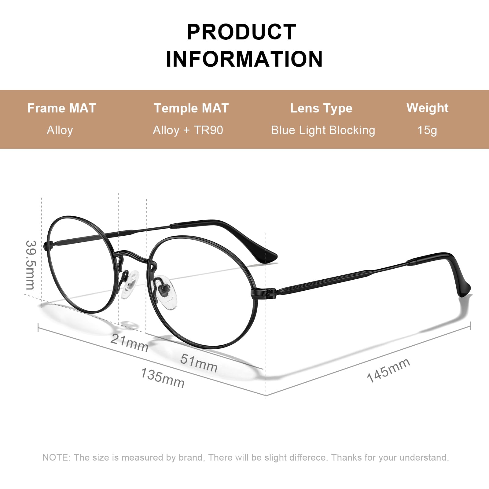 Oval Blue Light Reading Glasses Thin Metal Full Rim Frame