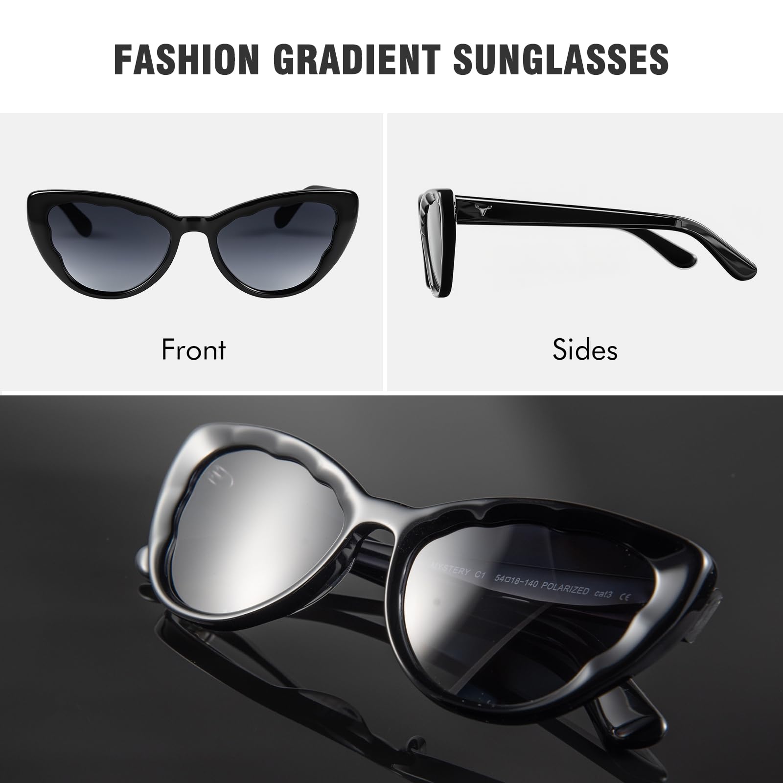 Retro Cat Eye Sunglasses Gradient Frame UV400 Protection