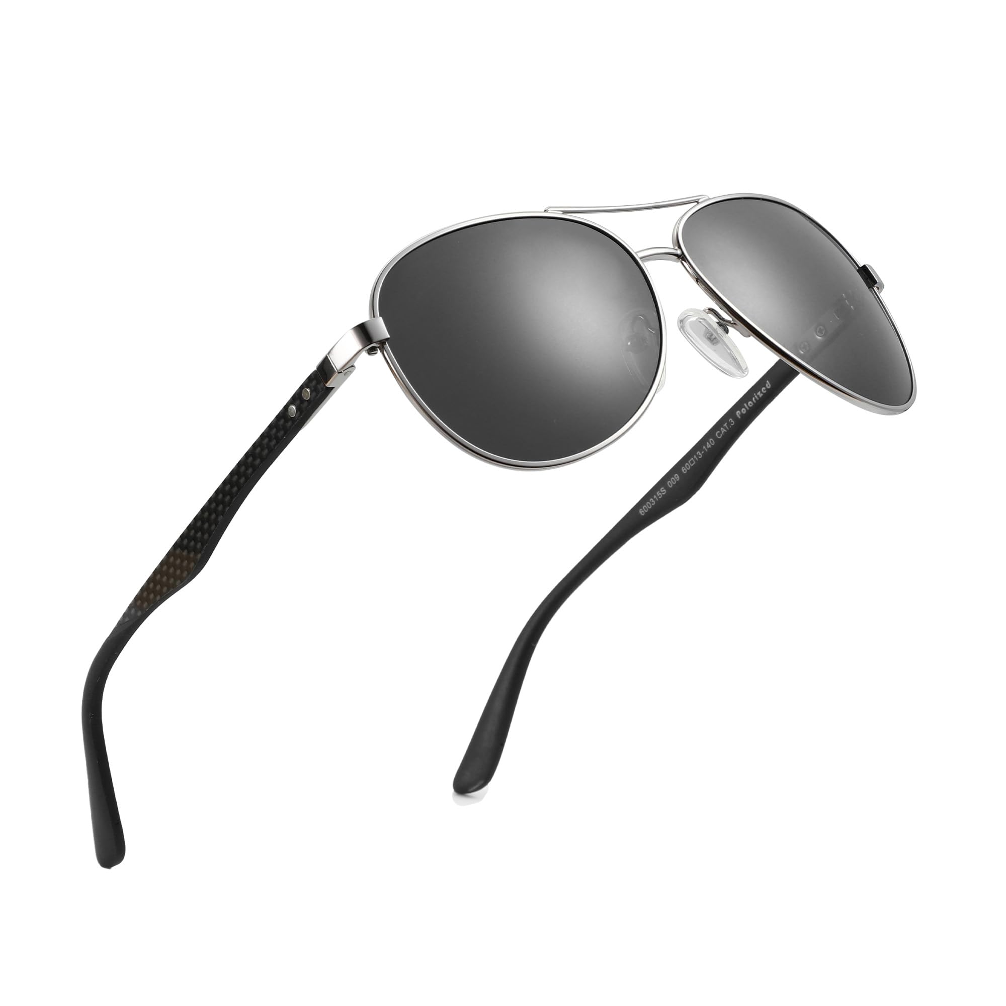 Polarized Aviator Sunglasses Carbon Fiber Temple UV Protection