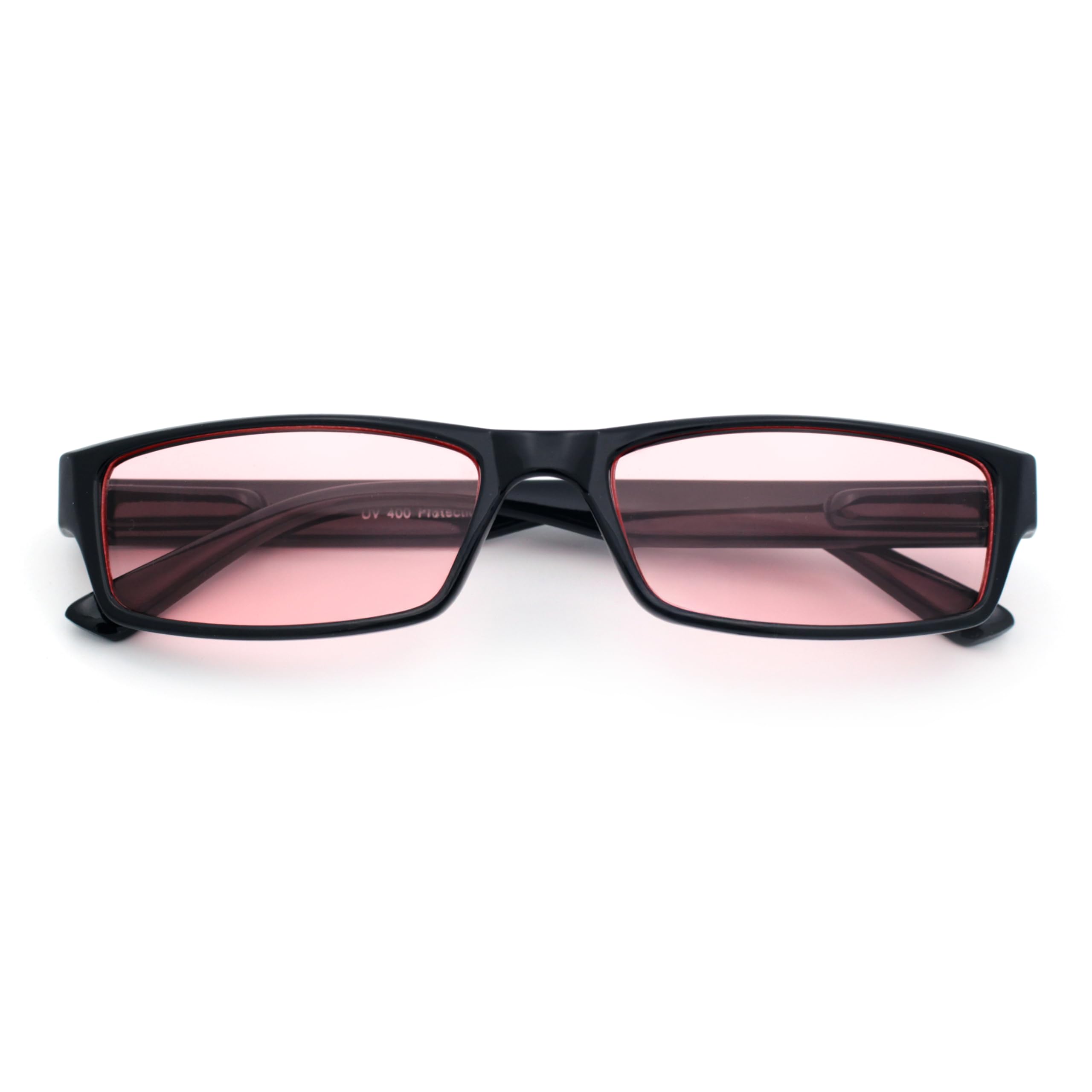 Narrow Rectangular Sunglasses Color Lens Black Frame